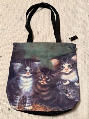 Source Unknown Multi-Kitten Canvas Tote in Black and Gray